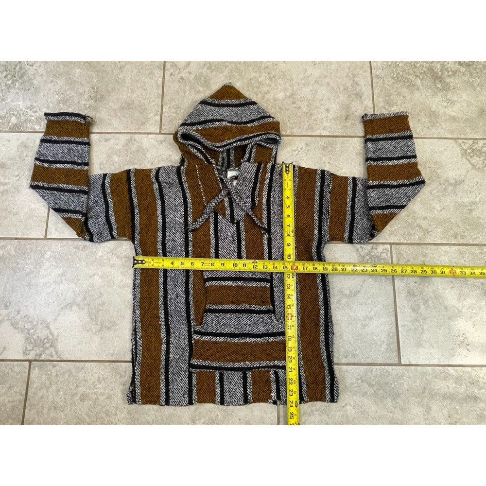 Striped Brown and Gray Men's Hoodie - Picture 4 of 7